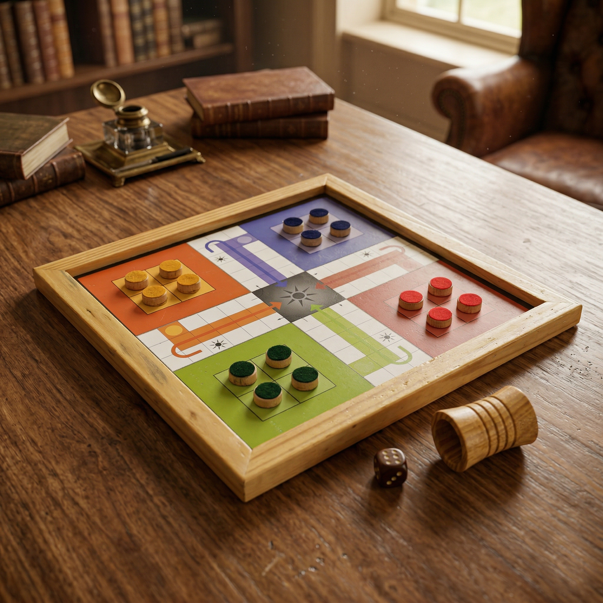 Magnetic 2-in-1 Ludo & Snakes and Ladders Board Game | Premium Antique Wood | Reversible & Portable Travel Set (10 Inches) - Image 3