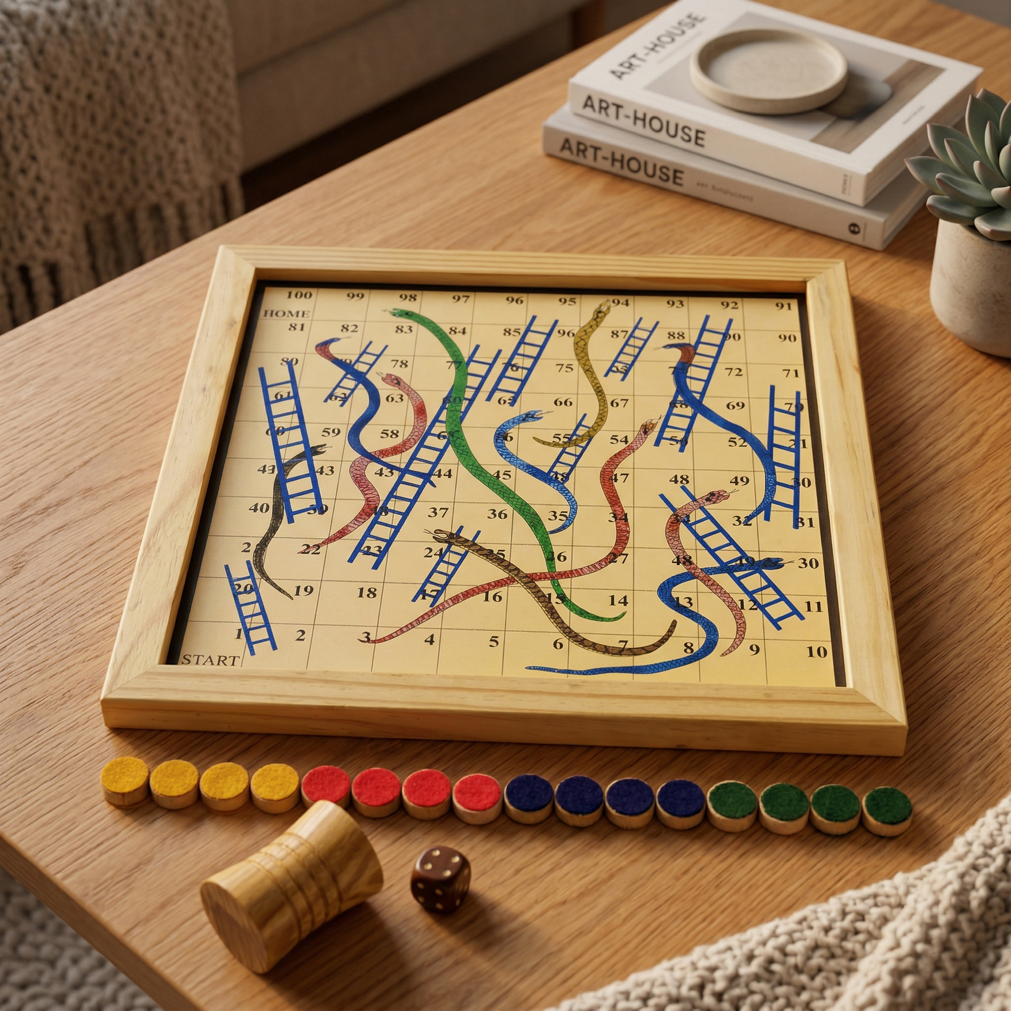 Magnetic 2-in-1 Ludo & Snakes and Ladders Board Game | Premium Antique Wood | Reversible & Portable Travel Set (10 Inches) - Image 7