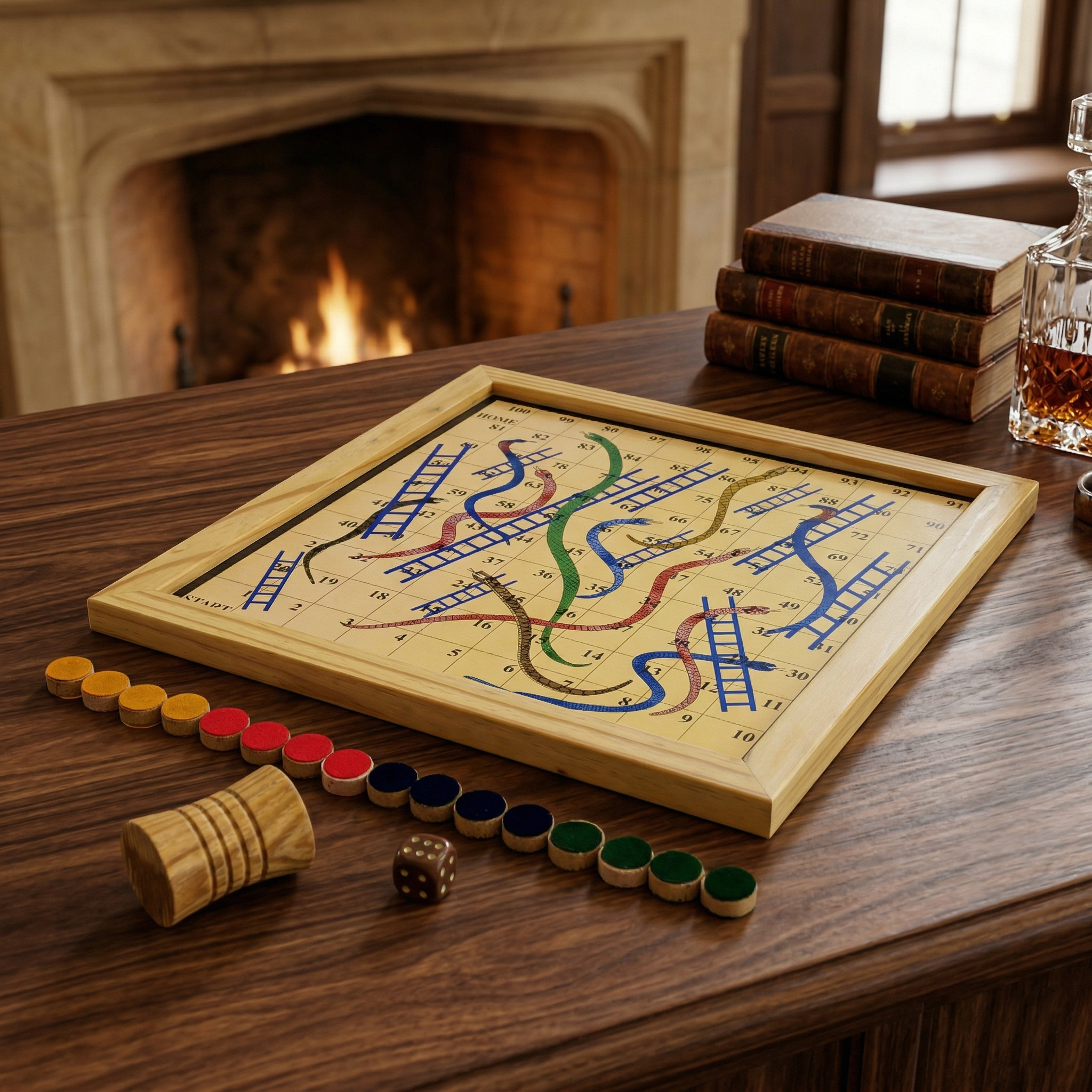 Magnetic 2-in-1 Ludo & Snakes and Ladders Board Game | Premium Antique Wood | Reversible & Portable Travel Set (10 Inches) - Image 8